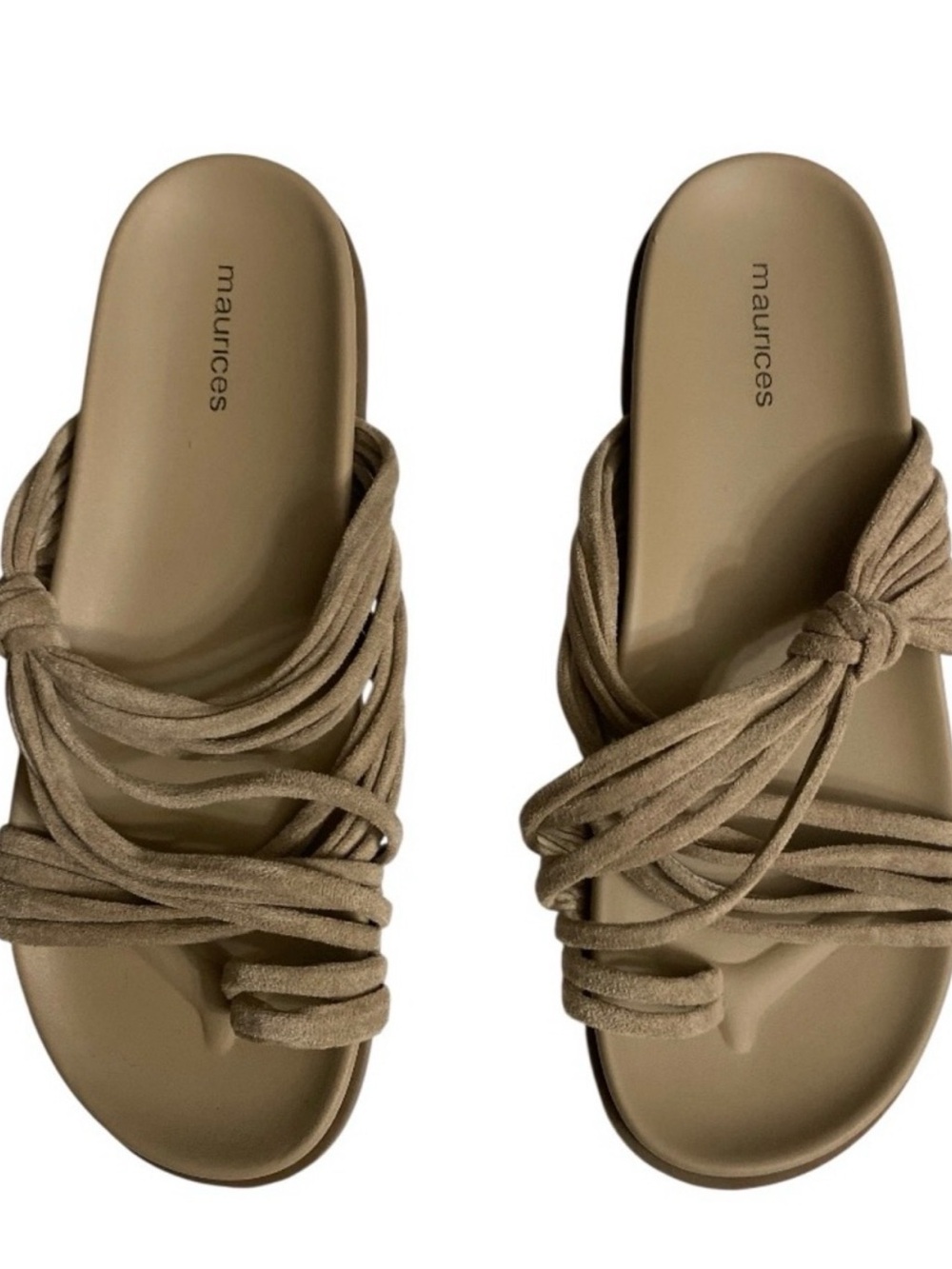 Maurices Taupe Braided Tassel Slide Sandals